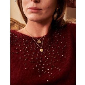 Sezane Sweaters - New Sezane Rhinestone Jumper Burgundy S Sezane Sweaters - New Sezane Rhinestone Jumper Burgundy S